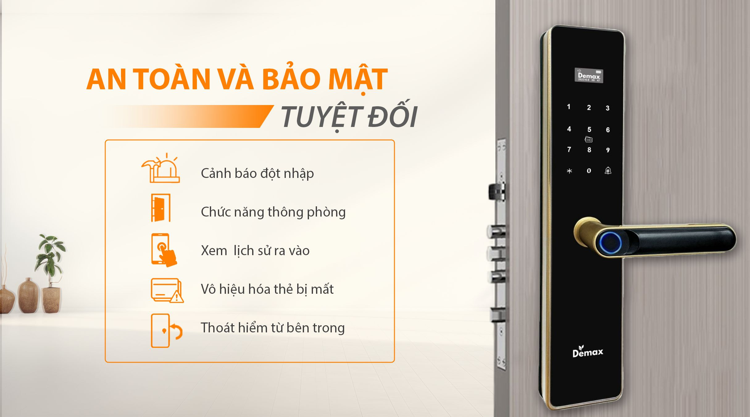 Tính năng của khóa điện tử Demax EL-C622 CG APP Wifi